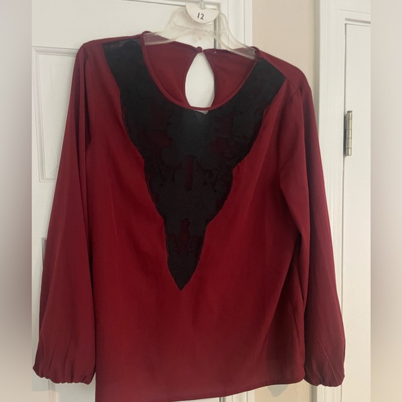 Asos Burgandy blouse with lace cutout on front - Picture 1 of 4